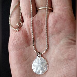 Genuine Silver And Shell Pendant Necklace NWOT